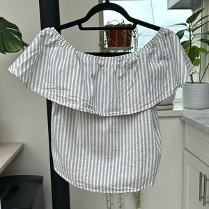 Amour Vert Cotton Crop Off the Shoulder Top